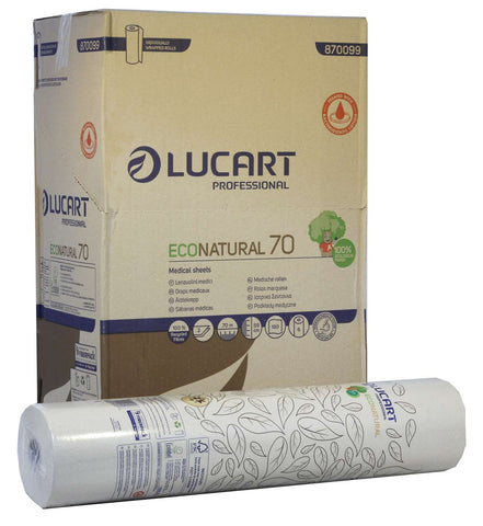 Lucart 870099 EcoNatural Havana Colour 2 Ply Couch Roll 59cm x 70m x 6 Rolls