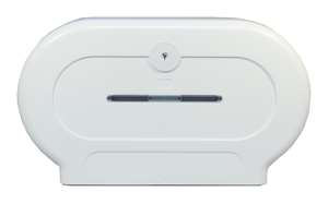 Toilet Roll Dispenser Twin Mini Jumbo White Plastic