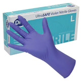 Beekeepers Gloves Pro Ultrasafe Violet Nitrile Powder Free Gloves Long Cuff 10 X 50 & 5 x 50