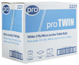 PRO Micro Jumbo 2 Ply White Toilet Tissue 100m x 24