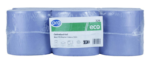 PRO 2 Ply Centrefeed Roll 16.5cm x 150m x 6