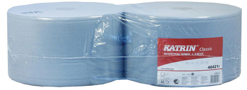 Katrin Classic Industrial Wiping Roll 464217 1000 sheets Per Roll 3ply Blue 22cm x 38cm