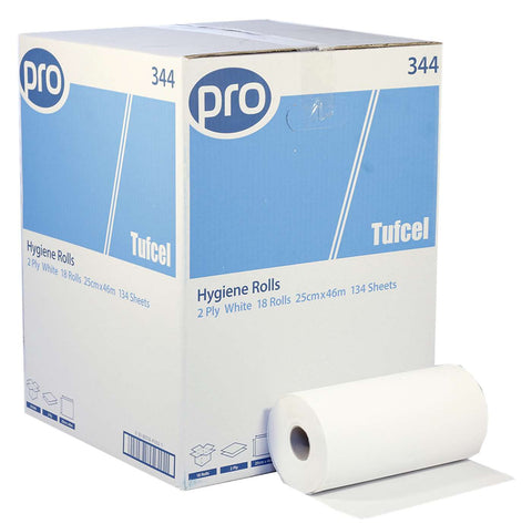 PRO Hygiene Roll 2 Ply White Pure Pulp x 18 Rolls