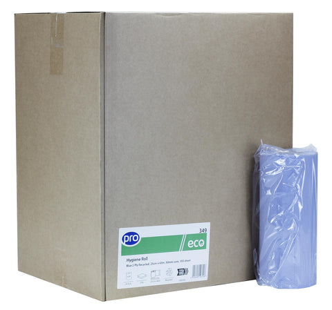 PRO Hygiene Roll 2 Ply Blue Recycled 100 Sheets Per Roll x 24 Rolls
