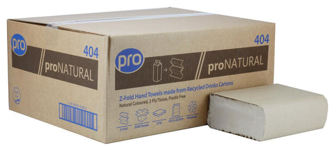 PRO Z-Fold 2 Ply Natural Paper Towels x 3000