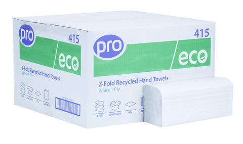 PRO Z-Fold White 1 Ply Paper Towel x 3000