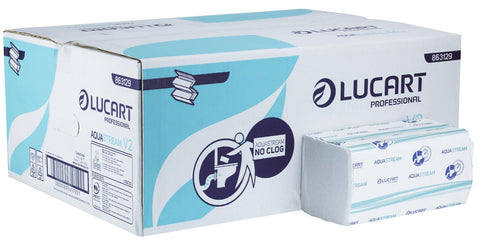 Lucart 863127 AquaStream V-Fold 2 Ply White Hand Towels 21 x 21cm