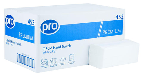 PRO C-Fold 2 Ply White Hand Towels Pure pulp 22 x 30cm X 2400