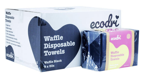 Black Disposable Salon Towels 1 pack of 50 or as a full case of 8 packs of 50 towels.