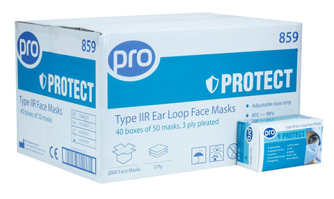 PRO Type IIR Ear Loop Face Mask Fluid Resistant 40 x 50