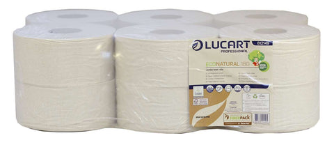 Lucart 812149 EcoNatural Mini Jumbo Toilet Rolls 180m (60mm Core)  x 12 Rolls