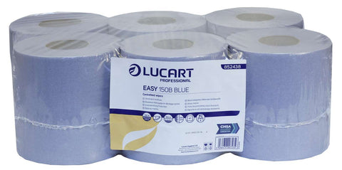 Lucart 852438 Easy Blue 2ply Centrefeed Roll 17.5cm x 150m x 6 Rolls