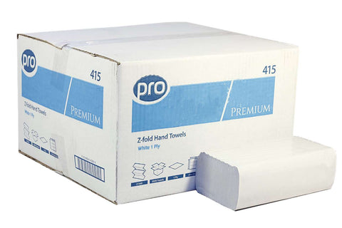 PRO Z-Fold White 1 Ply Paper Towel x 3,000