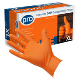 PRO Diamond Grip Orange Nitrile Gloves