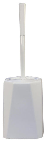 Toilet Brush fully enclosed. White plastic. Packed in 6